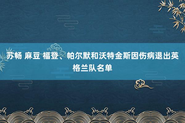 苏畅 麻豆 福登、帕尔默和沃特金斯因伤病退出英格兰队名单