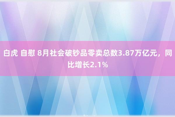 白虎 自慰 8月社会破钞品零卖总数3.87万亿元，同比增长2.1%