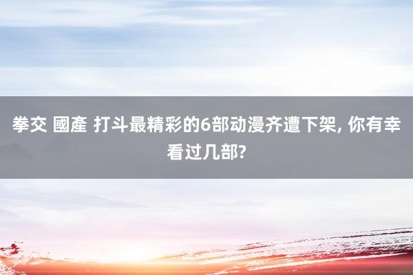 拳交 國產 打斗最精彩的6部动漫齐遭下架， 你有幸看过几部?