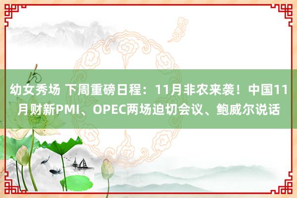 幼女秀场 下周重磅日程：11月非农来袭！中国11月财新PMI、OPEC两场迫切会议、鲍威尔说话