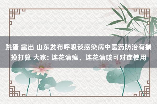 跳蛋 露出 山东发布呼吸谈感染病中医药防治有揣摸打算 大家: 连花清瘟、连花清咳可对症使用