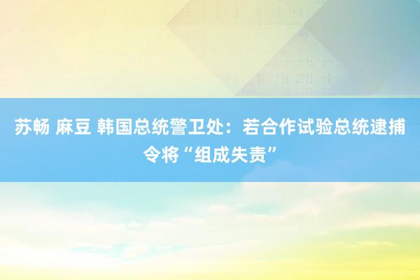 苏畅 麻豆 韩国总统警卫处：若合作试验总统逮捕令将“组成失责”